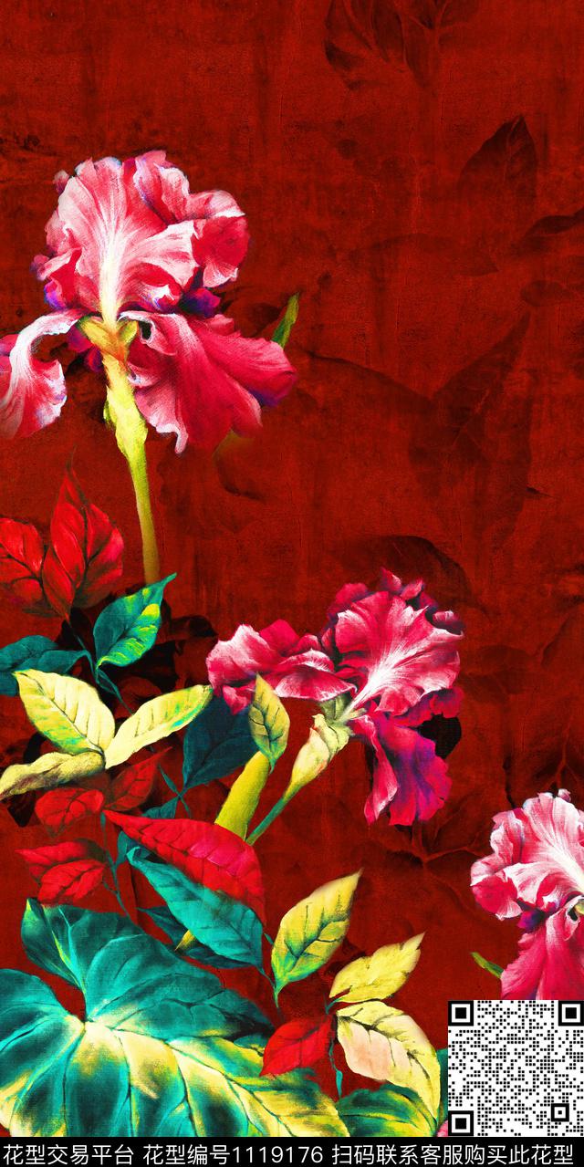花卉肌理大花数码印花华亿平台下载（图片编号: 1119176） - 瓦栏（Walan）