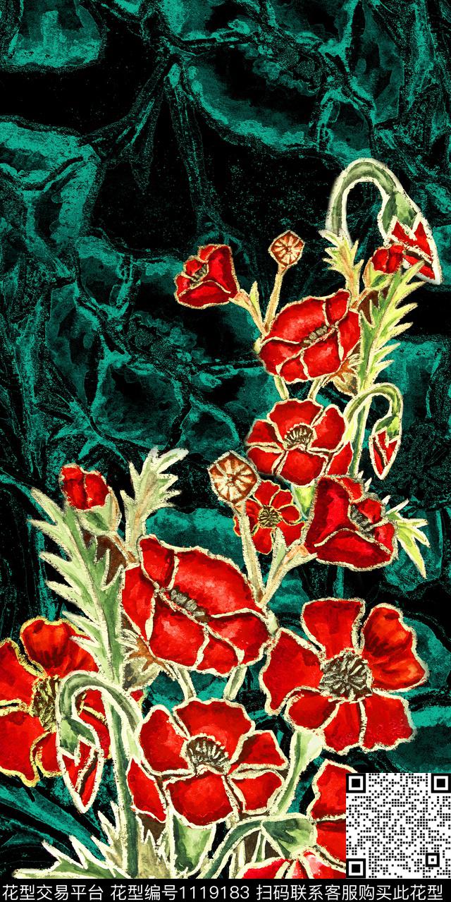 花卉肌理大花数码印花华亿平台下载（图片编号: 1119183） - 瓦栏（Walan）