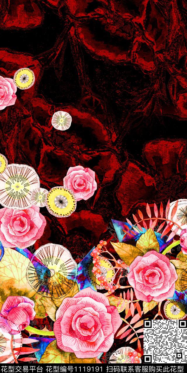 花卉肌理大花数码印花华亿平台下载（图片编号: 1119191） - 瓦栏（Walan）