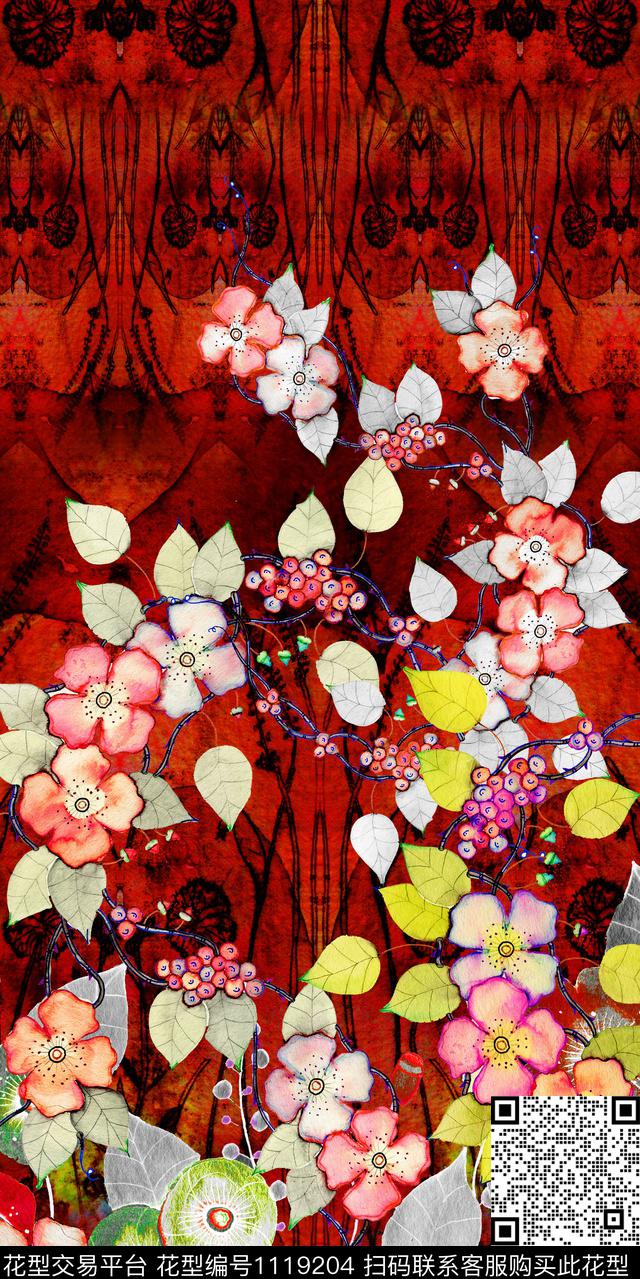 花卉肌理大花数码印花华亿平台下载（图片编号: 1119204） - 瓦栏（Walan）