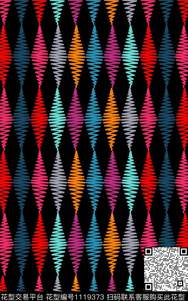 洋阳---几何几何曲线条纹丝绸真丝传统印花华亿平台下载（图片编号: 1119373） - 瓦栏（Walan）