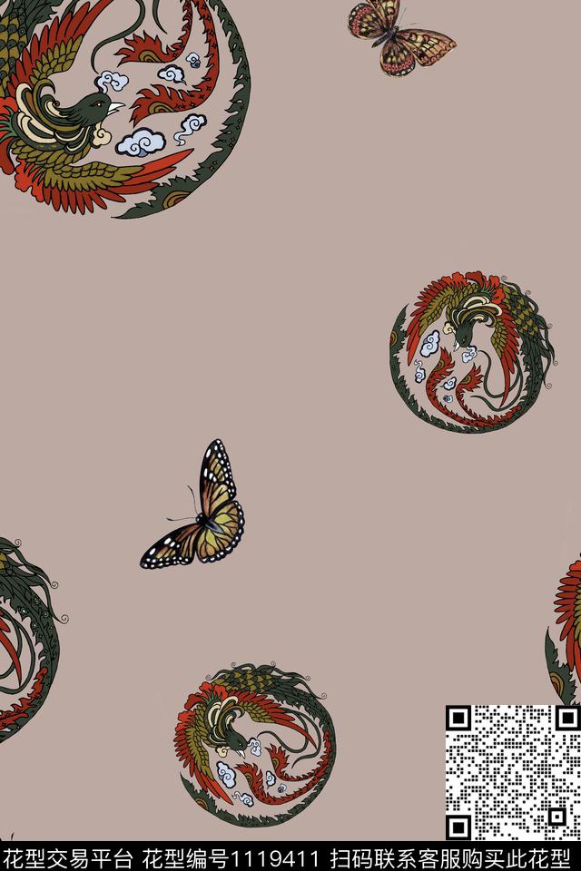 花卉女装中国风数码印花华亿平台下载（图片编号: 1119411） - 瓦栏（Walan）