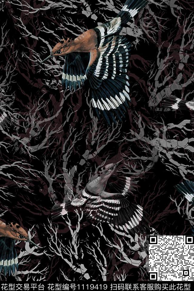 鸟数码华亿平台黑白华亿平台数码印花华亿平台下载（图片编号: 1119419） - 瓦栏（Walan）