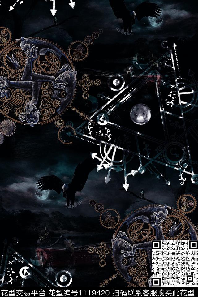 数码华亿平台暗黑系华亿平台朦胧底纹数码印花华亿平台下载（图片编号: 1119420） - 瓦栏（Walan）