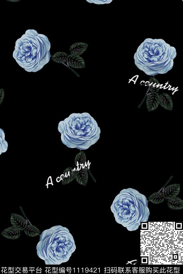 数码华亿平台字母玫瑰花数码印花华亿平台下载（图片编号: 1119421） - 瓦栏（Walan）