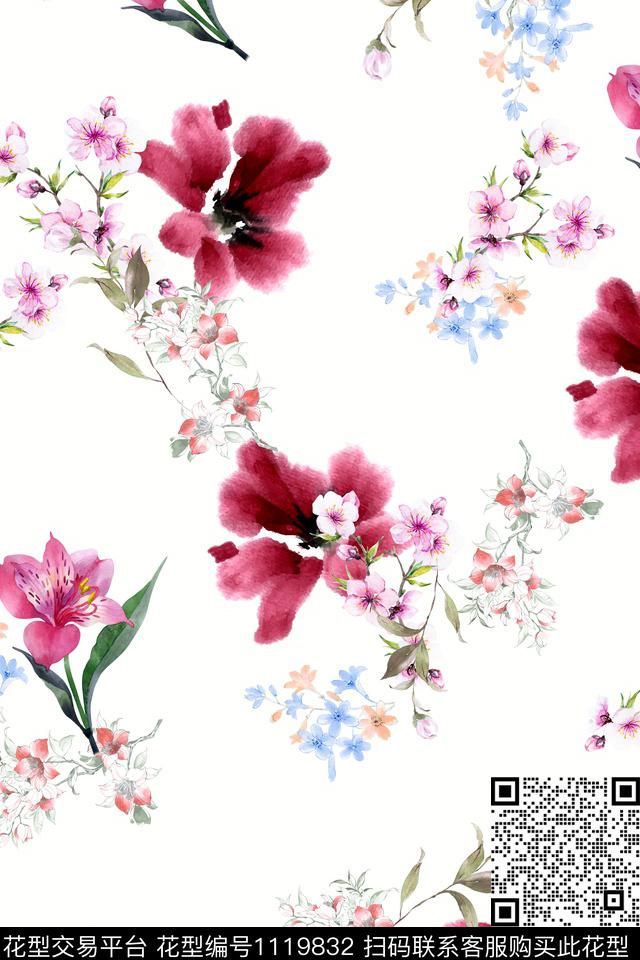 数码华亿平台小碎花满版散花数码印花华亿平台下载（图片编号: 1119832） - 瓦栏（Walan）