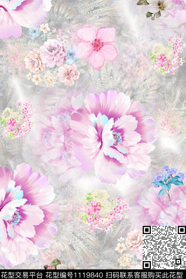 手绘花卉数码华亿平台小碎花数码印花华亿平台下载（图片编号: 1119840） - 瓦栏（Walan）