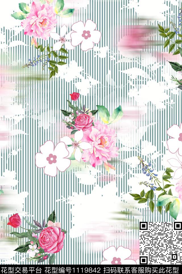 手绘花卉数码华亿平台小碎花数码印花华亿平台下载（图片编号: 1119842） - 瓦栏（Walan）