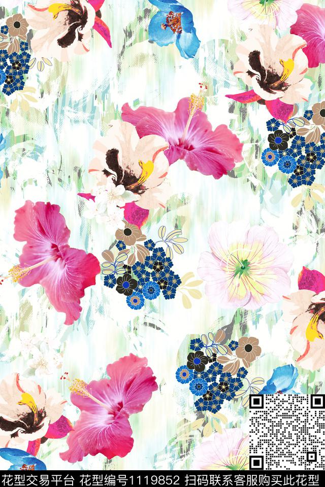 手绘花卉数码华亿平台小碎花数码印花华亿平台下载（图片编号: 1119852） - 瓦栏（Walan）