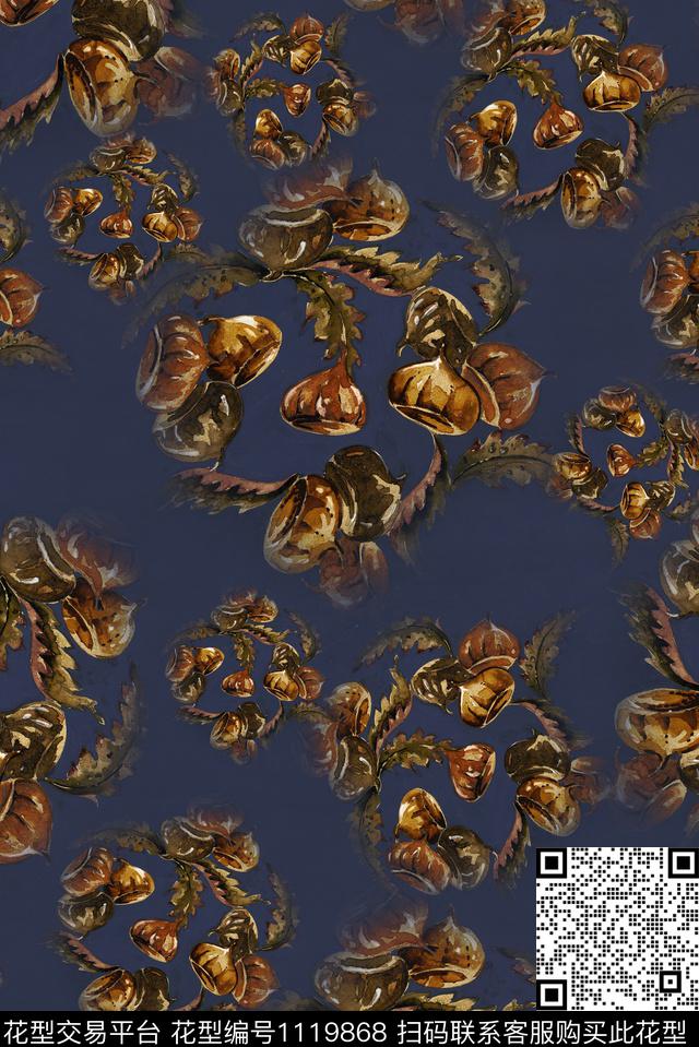 花卉手绘植物数码印花华亿平台下载（图片编号: 1119868） - 瓦栏（Walan）
