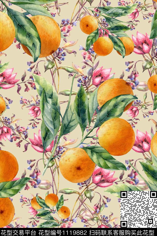 花卉手绘植物数码印花华亿平台下载（图片编号: 1119882） - 瓦栏（Walan）