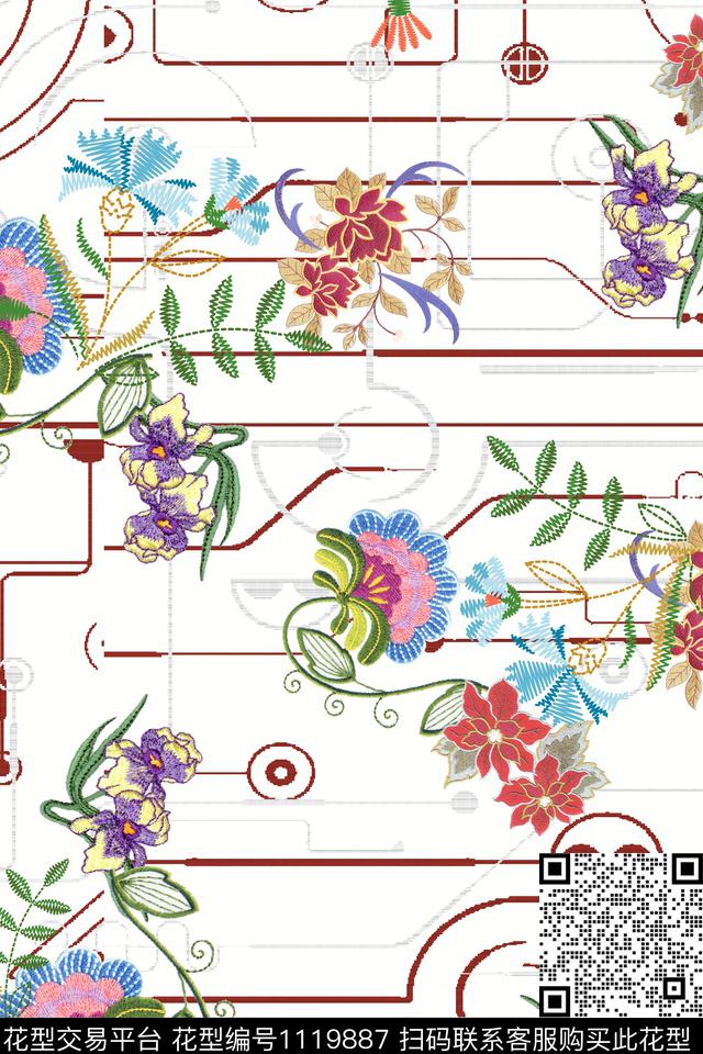 花卉数码华亿平台几何数码印花华亿平台下载（图片编号: 1119887） - 瓦栏（Walan）
