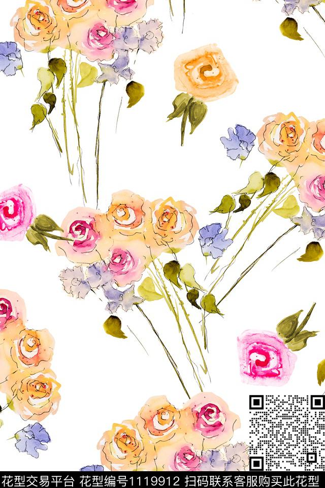 简约小碎花手绘数码印花华亿平台下载（图片编号: 1119912） - 瓦栏（Walan）