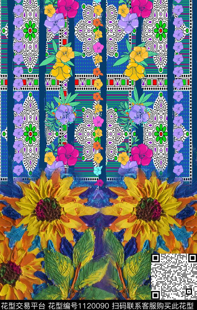 花卉数码华亿平台大牌风数码印花华亿平台下载（图片编号: 1120090） - 瓦栏（Walan）