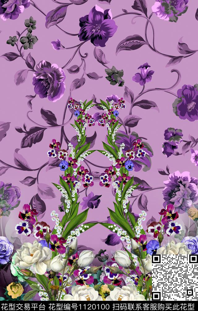 花卉数码华亿平台大牌风数码印花华亿平台下载（图片编号: 1120100） - 瓦栏（Walan）