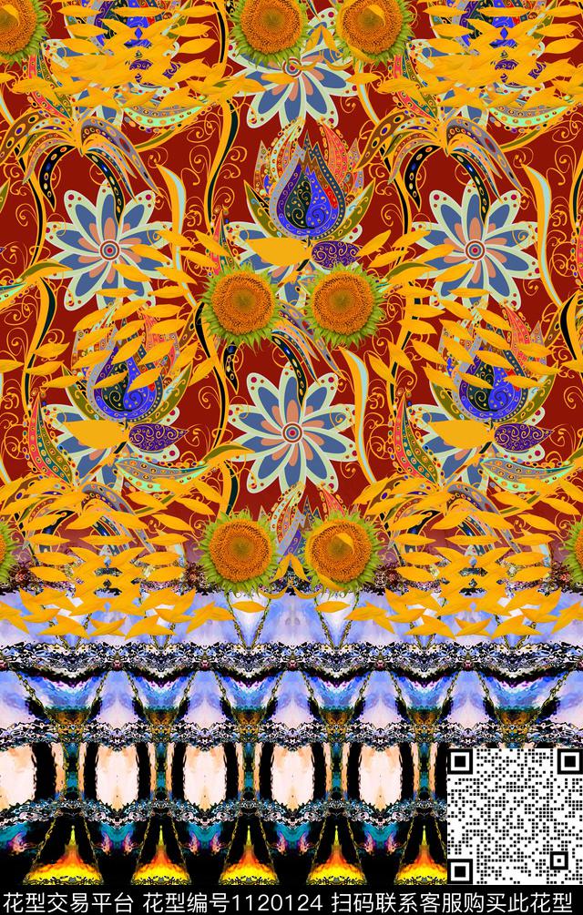 花卉数码华亿平台大牌风数码印花华亿平台下载（图片编号: 1120124） - 瓦栏（Walan）