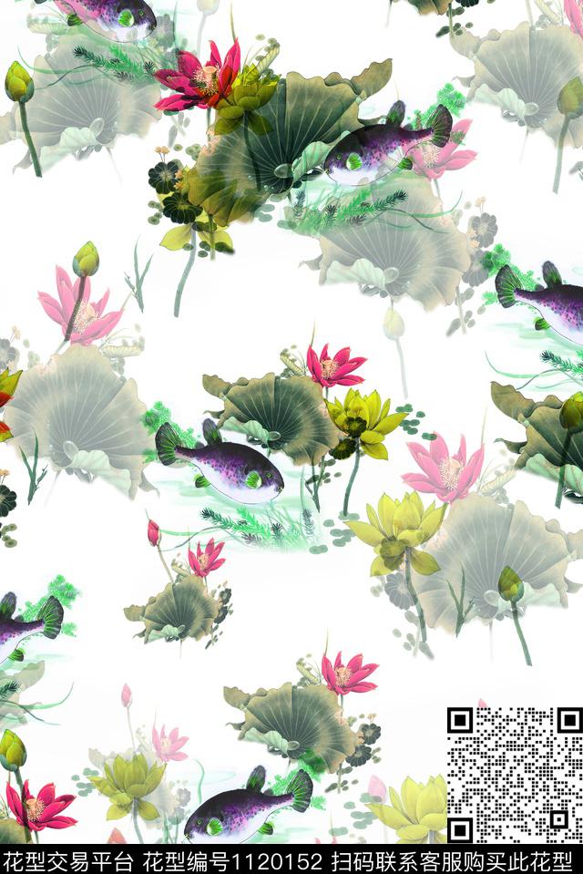 女装清爽底花卉鱼数码印花华亿平台下载（图片编号: 1120152） - 瓦栏（Walan）