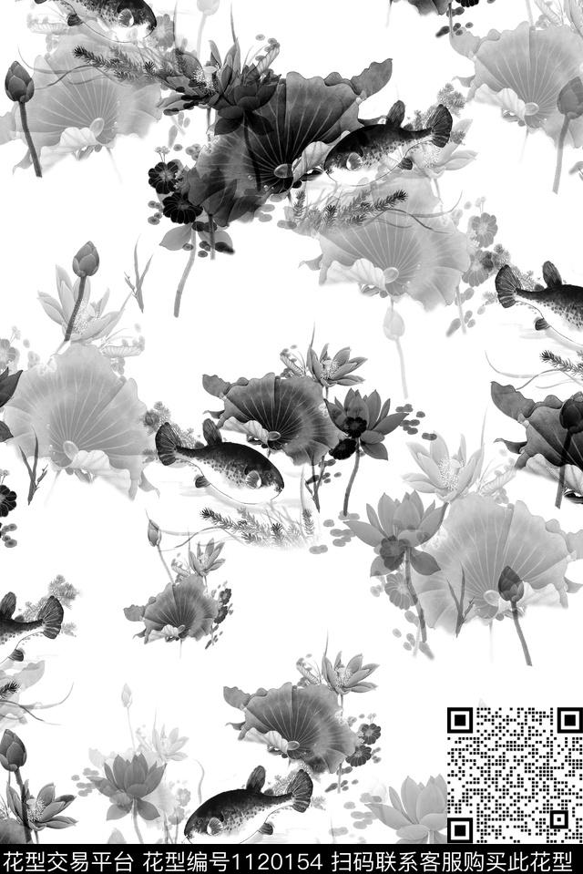 女装清爽底花卉鱼数码印花华亿平台下载（图片编号: 1120154） - 瓦栏（Walan）