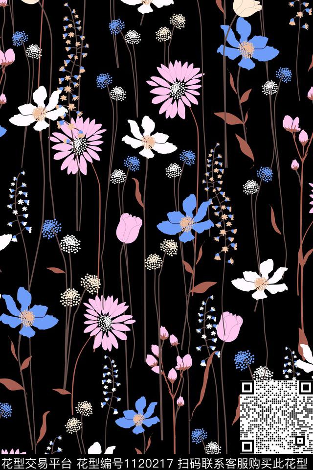 纹理花卉植物数码印花华亿平台下载（图片编号: 1120217） - 瓦栏（Walan）