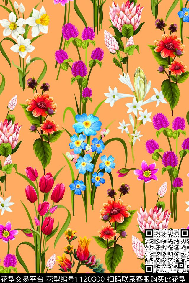 花卉温室花卉清爽底花卉数码印花华亿平台下载（图片编号: 1120300） - 瓦栏（Walan）