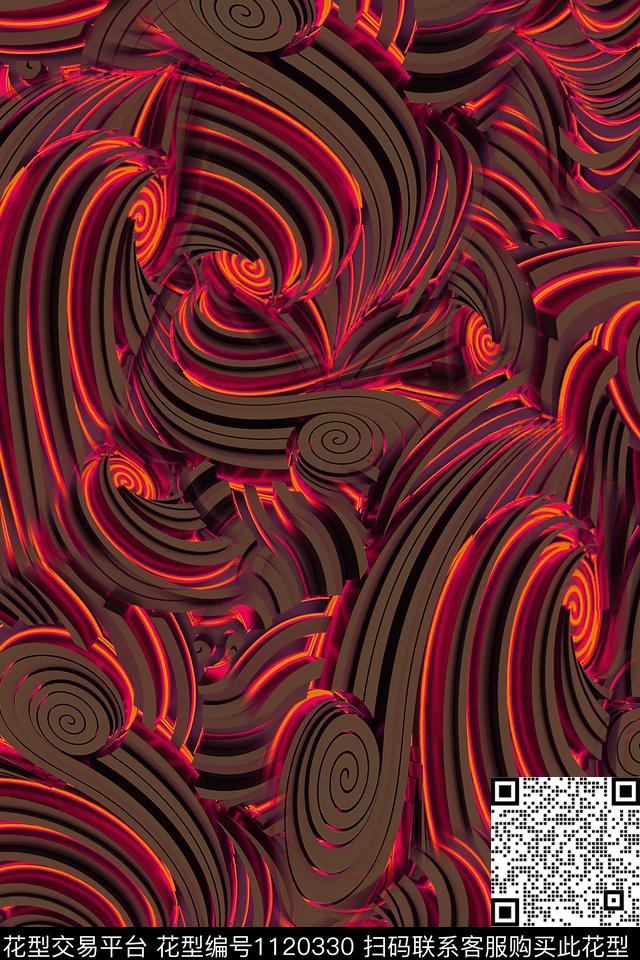 抽象肌理几何数码印花华亿平台下载（图片编号: 1120330） - 瓦栏（Walan）