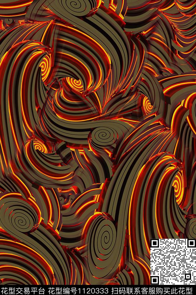 抽象肌理几何数码印花华亿平台下载（图片编号: 1120333） - 瓦栏（Walan）