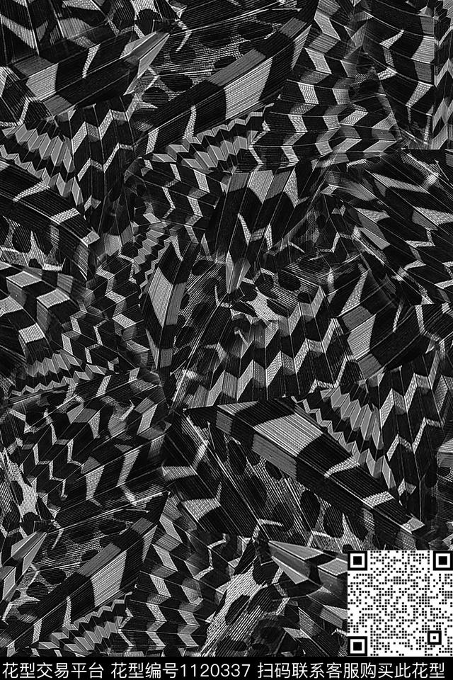 抽象肌理几何数码印花华亿平台下载（图片编号: 1120337） - 瓦栏（Walan）