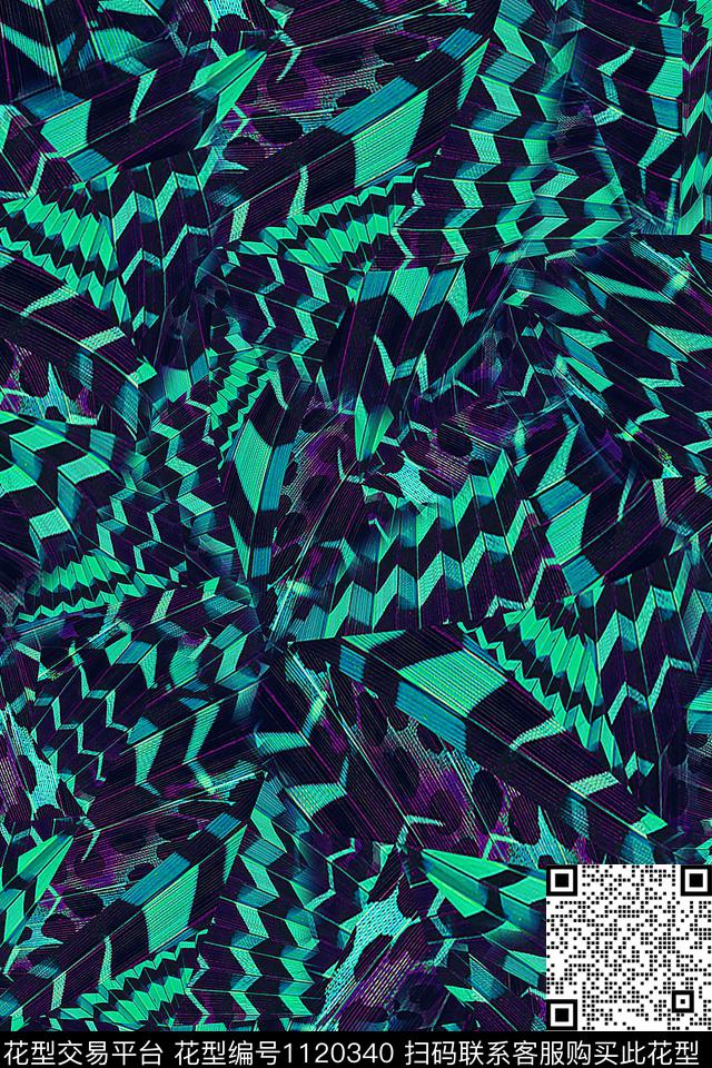 抽象肌理几何数码印花华亿平台下载（图片编号: 1120340） - 瓦栏（Walan）