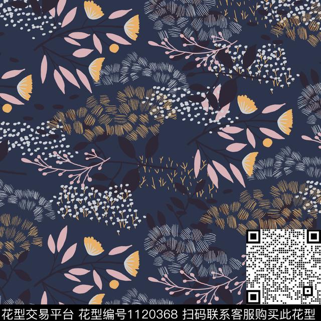 复古清爽底花卉小清新传统印花华亿平台下载（图片编号: 1120368） - 瓦栏（Walan）