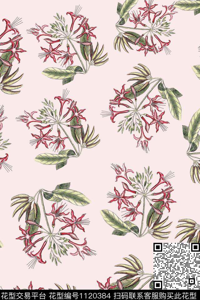 花卉女装手绘大花数码印花华亿平台下载（图片编号: 1120384） - 瓦栏（Walan）