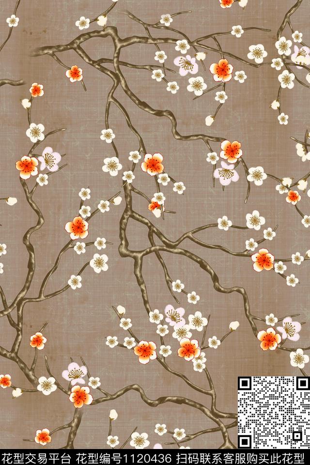花卉数码华亿平台梅花数码印花华亿平台下载（图片编号: 1120436） - 瓦栏（Walan）