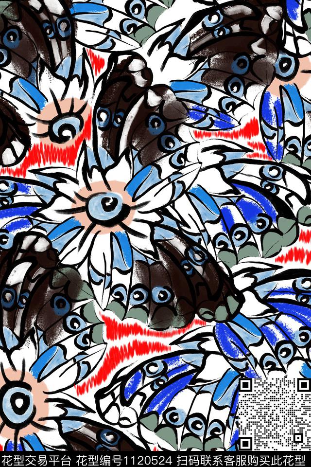 动物(纹)肌理蝴蝶纹理传统印花华亿平台下载（图片编号: 1120524） - 瓦栏（Walan）