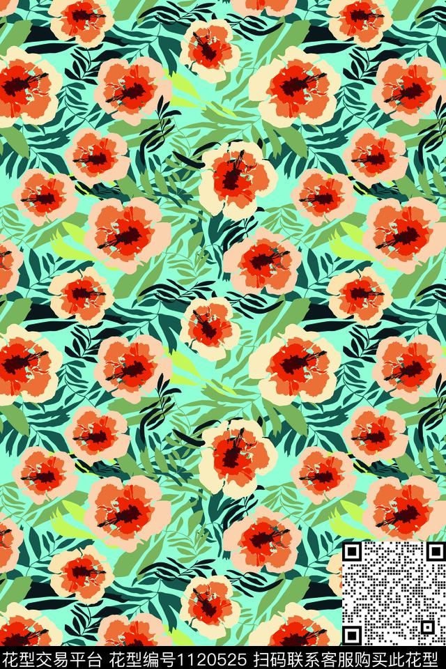 花卉彩底花卉大牌风传统印花华亿平台下载（图片编号: 1120525） - 瓦栏（Walan）