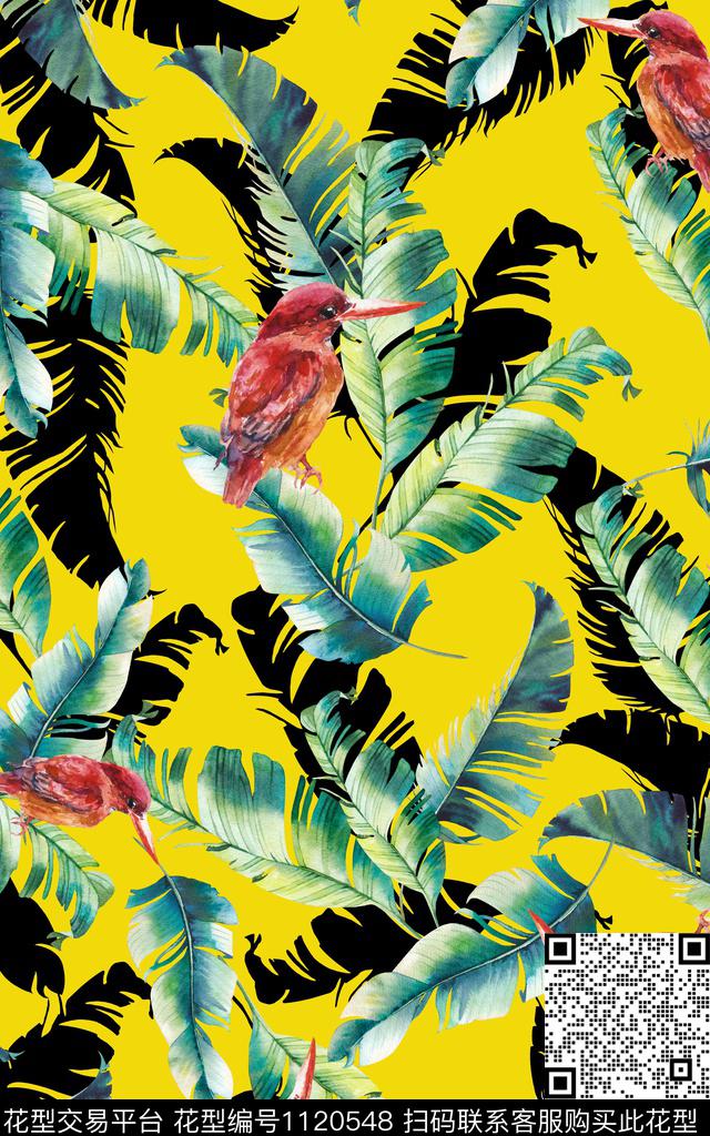 女装数码华亿平台绿植树叶数码印花华亿平台下载（图片编号: 1120548） - 瓦栏（Walan）