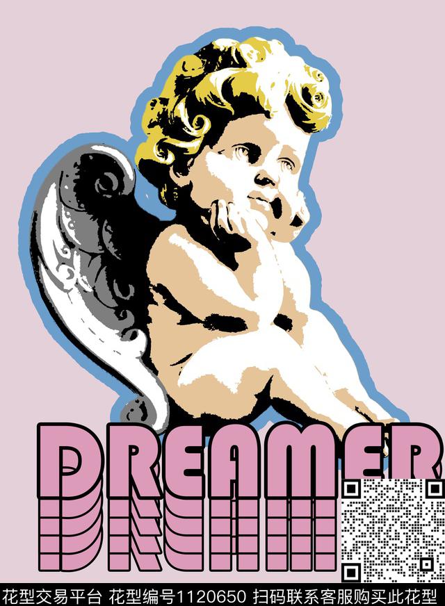 天使翅膀复古传统印花华亿平台下载（图片编号: 1120650） - 瓦栏（Walan）