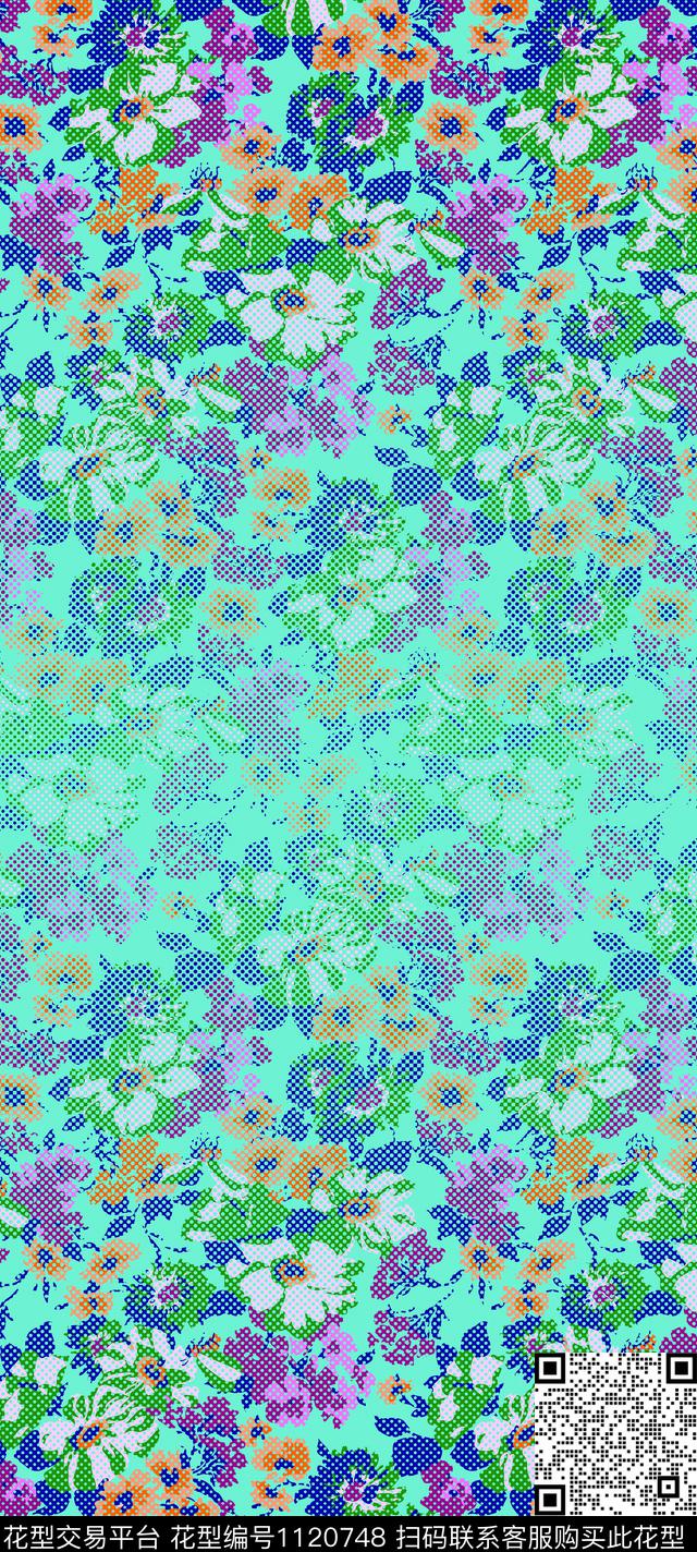 渐变小碎花定位花传统印花华亿平台下载（图片编号: 1120748） - 瓦栏（Walan）