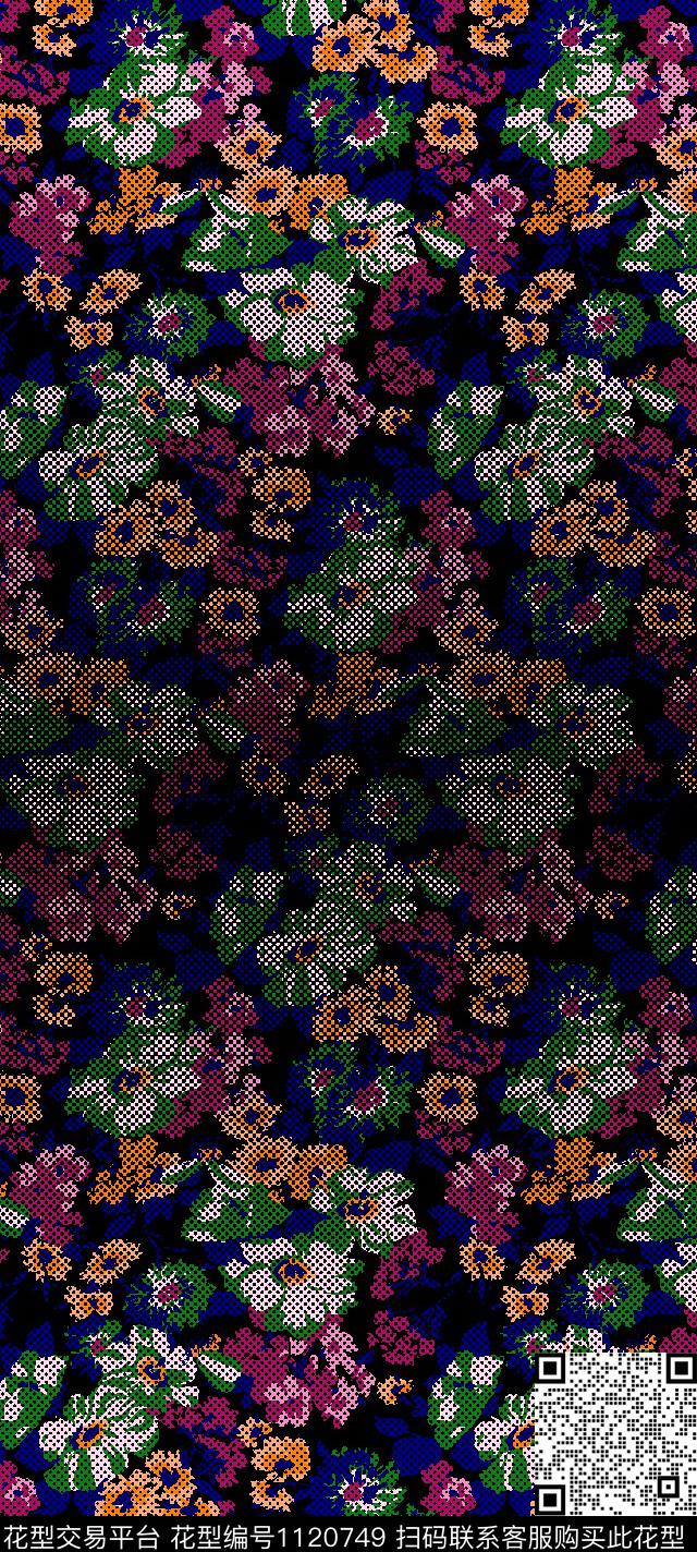 渐变小碎花定位花传统印花华亿平台下载（图片编号: 1120749） - 瓦栏（Walan）