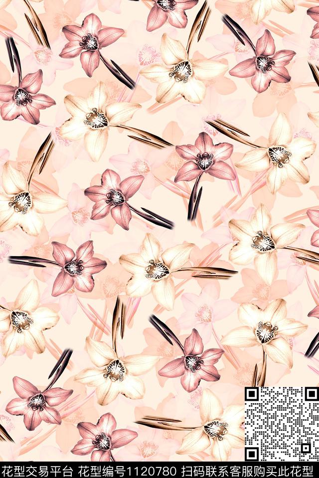 朦胧花卉数码华亿平台女装数码印花华亿平台下载（图片编号: 1120780） - 瓦栏（Walan）