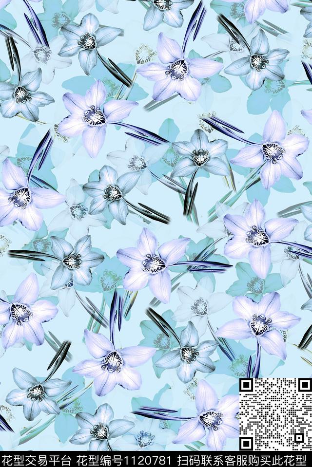 朦胧花卉数码华亿平台女装数码印花华亿平台下载（图片编号: 1120781） - 瓦栏（Walan）