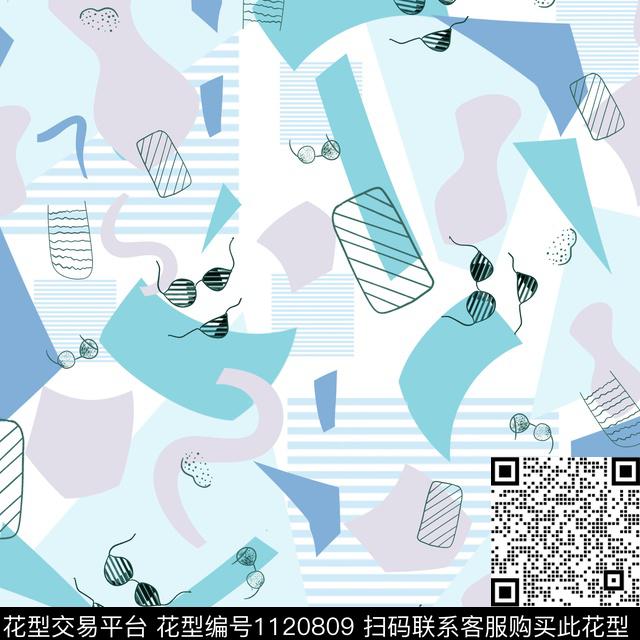 抽象简约线条画数码印花华亿平台下载（图片编号: 1120809） - 瓦栏（Walan）