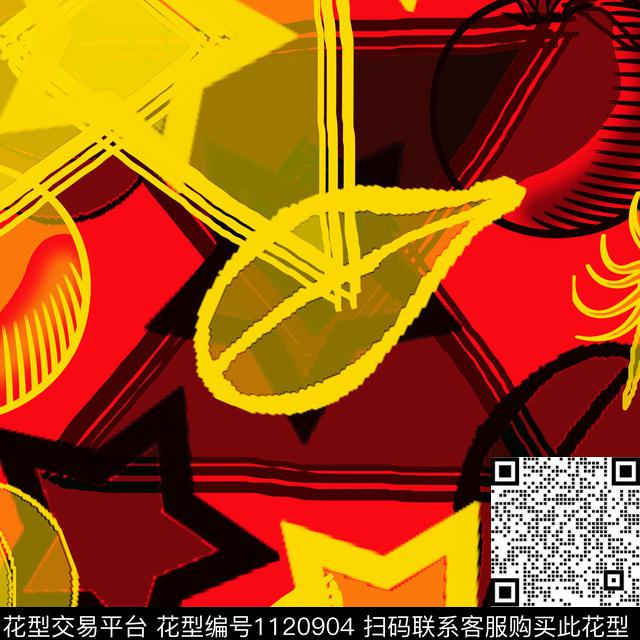 混合拼接抽象几何数码印花华亿平台下载（图片编号: 1120904） - 瓦栏（Walan）