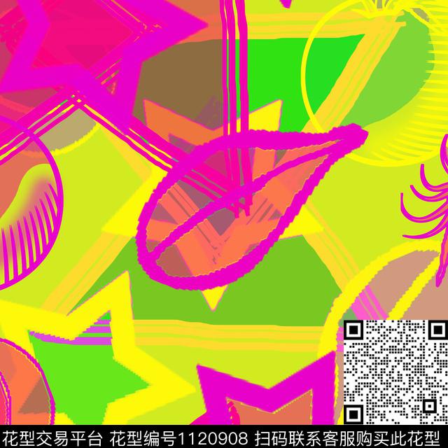 混合拼接抽象几何数码印花华亿平台下载（图片编号: 1120908） - 瓦栏（Walan）