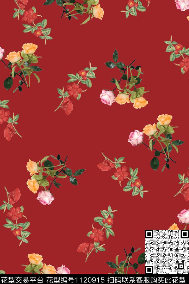 玫瑰花数码华亿平台花卉数码印花华亿平台下载（图片编号: 1120915） - 瓦栏（Walan）