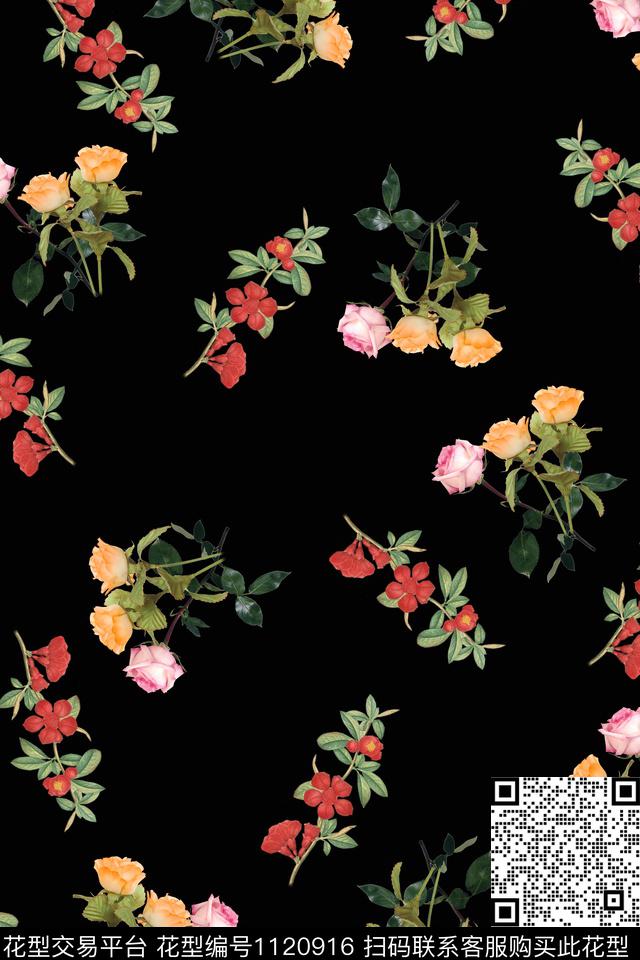 玫瑰花数码华亿平台花卉数码印花华亿平台下载（图片编号: 1120916） - 瓦栏（Walan）