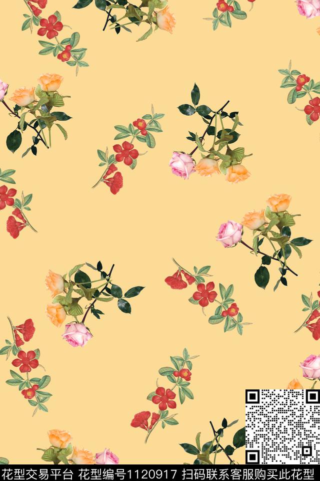 玫瑰花数码华亿平台花卉数码印花华亿平台下载（图片编号: 1120917） - 瓦栏（Walan）