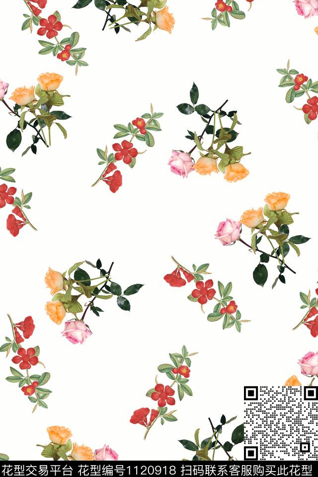玫瑰花数码华亿平台花卉数码印花华亿平台下载（图片编号: 1120918） - 瓦栏（Walan）