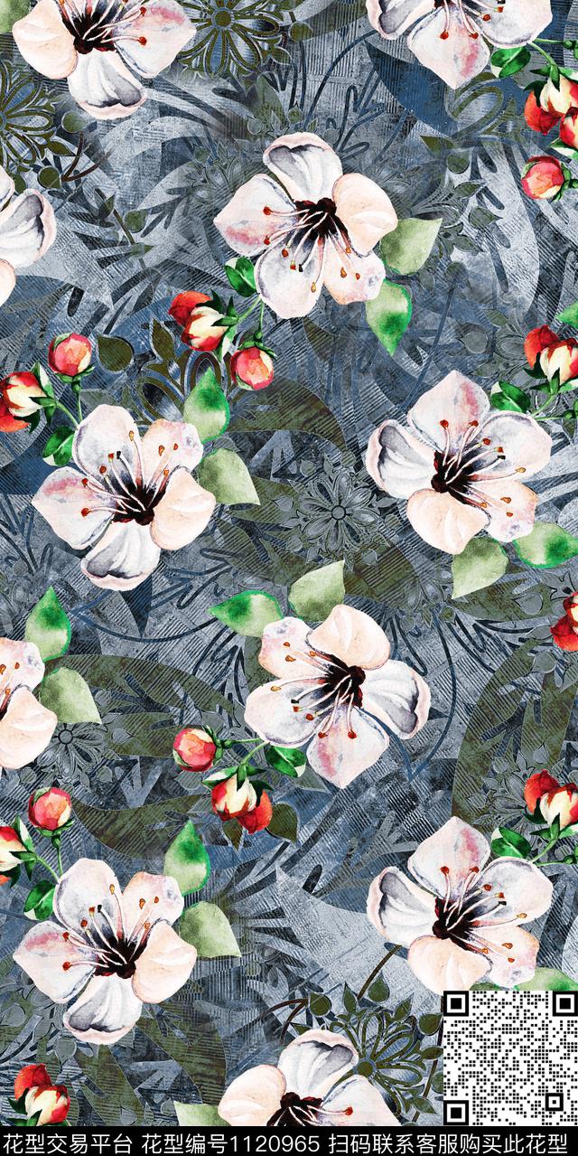 抽象数码华亿平台花卉数码印花华亿平台下载（图片编号: 1120965） - 瓦栏（Walan）