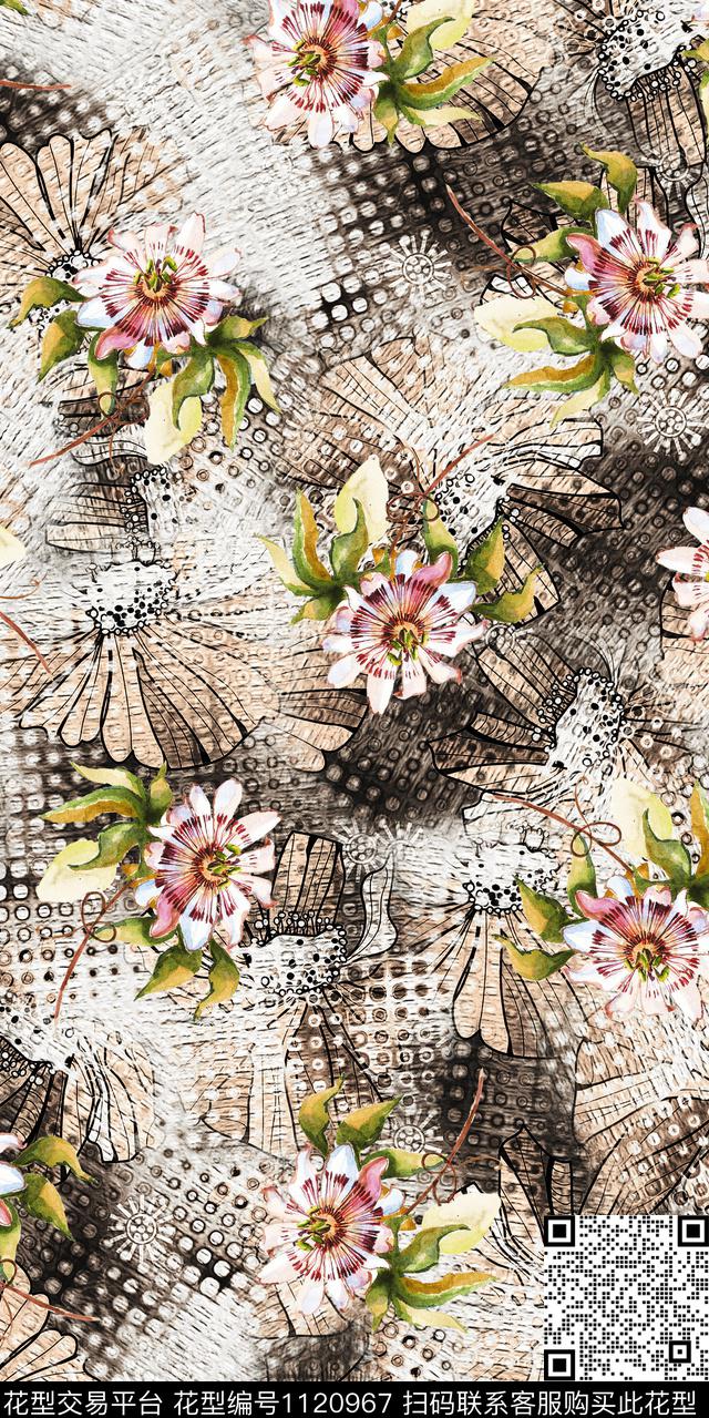抽象数码华亿平台花卉数码印花华亿平台下载（图片编号: 1120967） - 瓦栏（Walan）