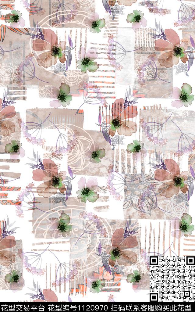 抽象数码华亿平台花卉数码印花华亿平台下载（图片编号: 1120970） - 瓦栏（Walan）