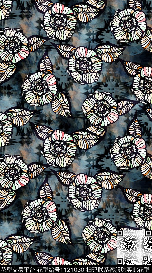 抽象数码华亿平台花卉数码印花华亿平台下载（图片编号: 1121030） - 瓦栏（Walan）